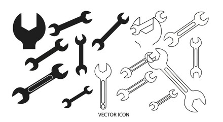 Naklejka premium Collection of spanners representing mechanical tools for repair and construction work