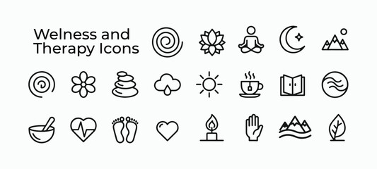 Healthcare, Wellness, therapy, and Holistic Icon Set
