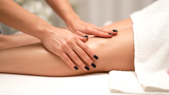 Woman receives leg massage