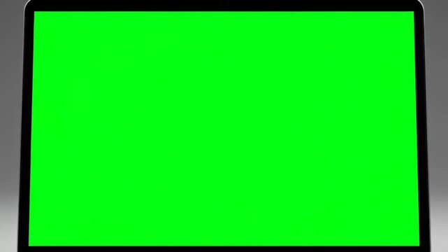 Laptop with green screen for easy content replacement