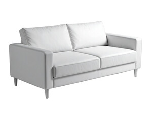 Modern white upholstered two-seater sofa with clean lines and thin legs