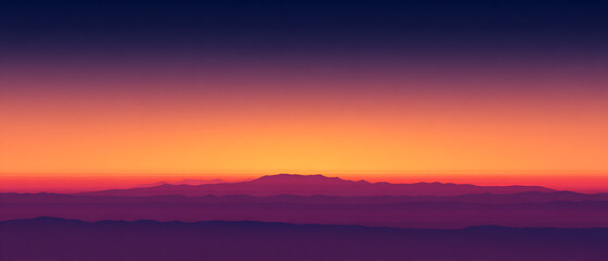 Sunset horizon gradient sky background over distant mountain silhouette landscape background glow background dusk background twilight background serene view, peaceful mood