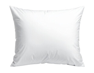 A soft, fluffy white pillow with wrinkled fabric, isolated on a black background