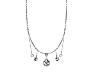 Elegant necklace with dangling faceted gems and a central pendant