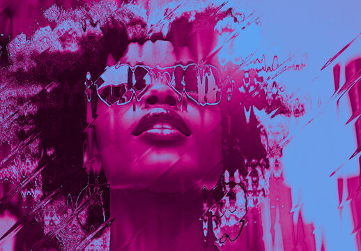 Colorful Urban Fashion Broken Fractured Glass Photo Effect