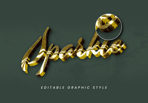 Gold Script Shiny Luxury Glitter Text Effect 3D Elegant Sparkle Font