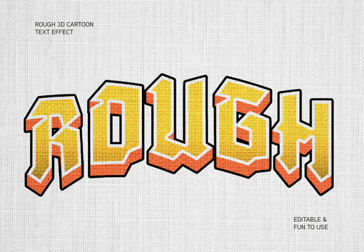 Orange And Yellow Rough 3D Grunge Stamp Text Effect Cartoon Outline Font