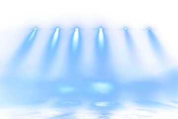Fototapeta premium Empty Stage Illuminated by Blue Spotlights