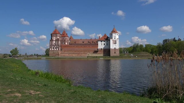 Old Mir Castle on a spring day, Mir. Republic of Belarus