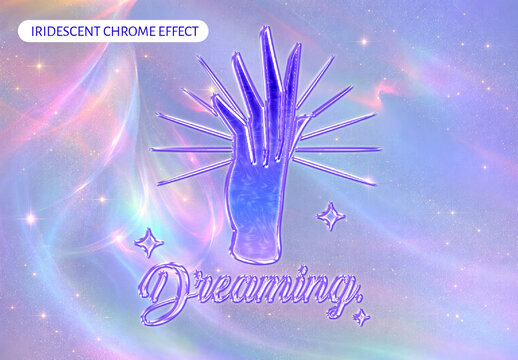 Purple And Blue Dreamy Iridescent Chrome Effect Mockup