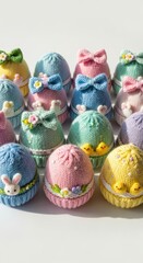 Fototapeta premium Colorful Knit Easter Hats with Adorable Decorations for Spring Festivities