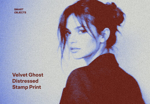 Velvet Ghost Distressed Stamp Print Photo Effect