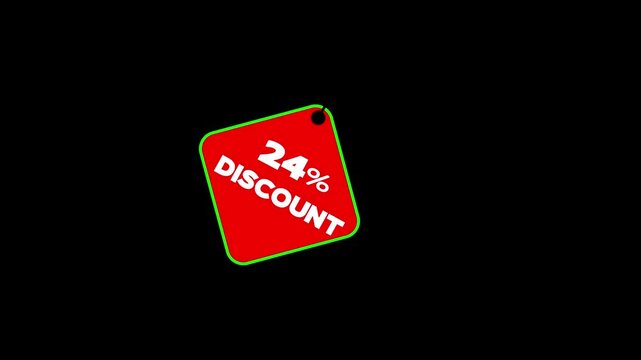Red twenty four percent discount tag motion