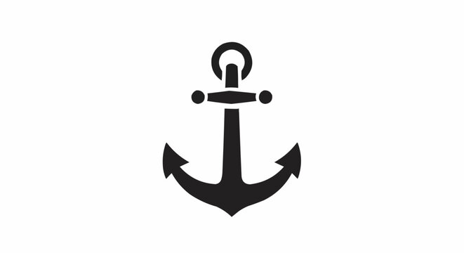 Black anchor symbol isolated on white background nautical theme icon design