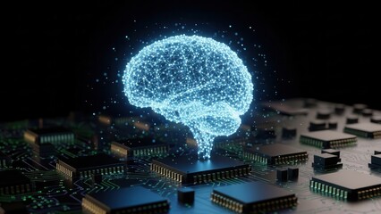 Ultra realistic artificial intelligence brain made of glowing neural networks, futuristic science concept, dark background, cinematic lighting, shallow depth of field, professional stock photo