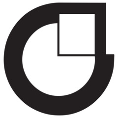 Abstract black and white logo symbol using negative space and clean geometric balance, modern corporate branding in flat vector, isolated.