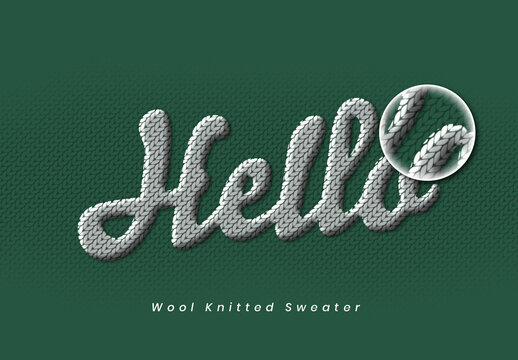 White And Gray Script Wool Knitted Sweater Text Effect Cursive Fabric Font