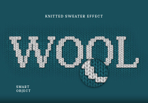 White Yarn Knitted Sweater Texture Text Effect Thread Wool Font