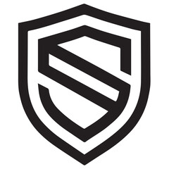 Black and white shield-style logo emblem with contemporary geometry, conveying strong brand authority in clean vector design on white background.