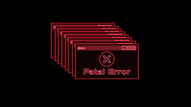 Sequential Windows Fatal Error Alerts. Animated Cyber Security Breach and Virus Warning Display