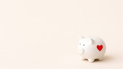 Piggy bank with a heart on a soft background.