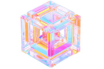 Holographic Glass Cube with Intricate Geometric Design