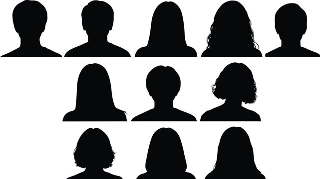 Silhouettes of nine anonymous people