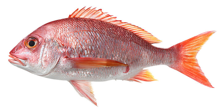 Vibrant red snapper fish isolated on white background