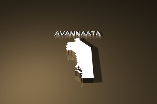 Greenland Avannaata Municipality in golden 3D Map illustration