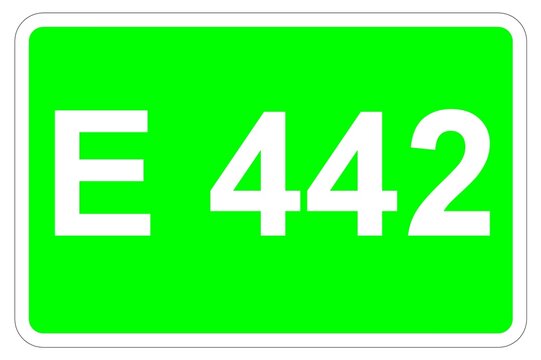 Illustration eines Europastra&szlig;enschildes der E 442 in Europa