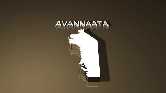 Greenland Avannaata Municipality 3D Map Animation with golden texture