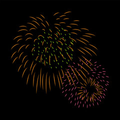 Fireworks Vector with black background.