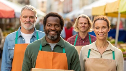 Group of Volunteers Distributing Food Parcels, Gigapixel Standard V2 4x