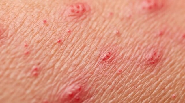 Close-up view of skin with small red bumps