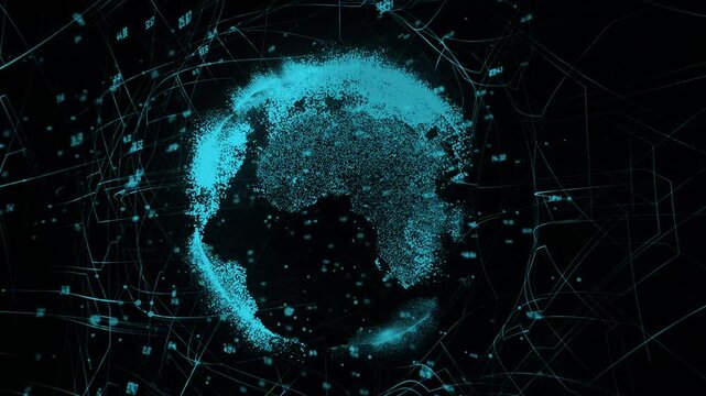Dynamic global network visualization with data points and connections 
