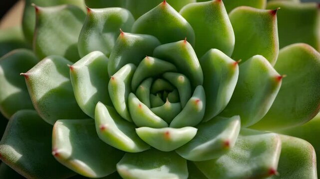 Green succulent plant leaves spiral pattern