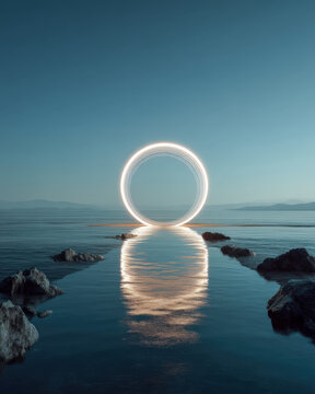 Translucent rings radiating from center, minimalist memory echo ripple composition