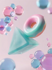 柔らかな抽象形状が弾むパステルカラーの世界