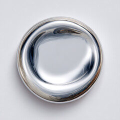 Obraz premium Symmetrical liquid silver sphere with mirror-like surface in seamless studio setting