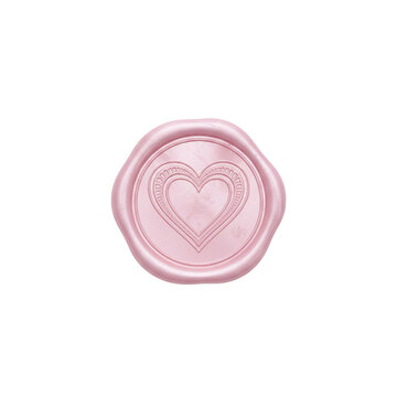 Pink wax seal stamp with heart impression