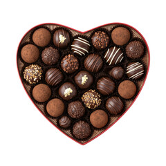 Heart-shaped box of assorted gourmet chocolate truffles