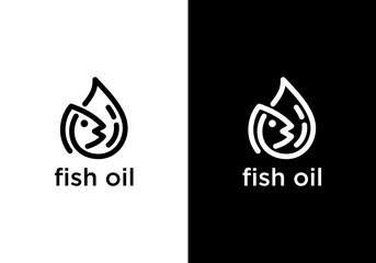 Omega-3 Natural Source logo design template. Vector with oil drop and fish image. Fish oil vector logo	