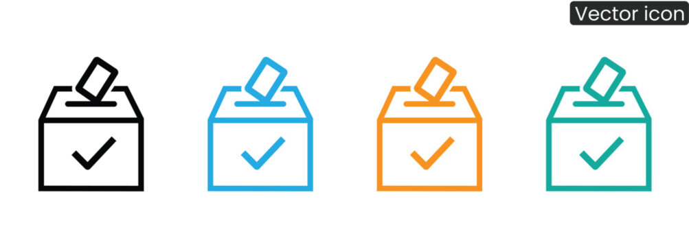 Vibrant ballot box icons with checkmarks for election and voting concepts