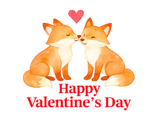 Two Foxes with Heart &ndash; Valentine&rsquo;s Day Illustration