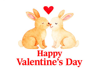 Two Rabbits with Heart &ndash; Valentine&rsquo;s Day Illustration