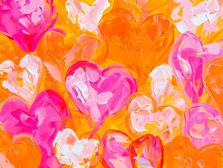 Painted Hearts Vibrant Abstract Valentine&rsquo;s Day Background