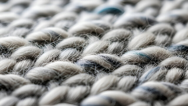 Close up of grey knitted fabric texture.