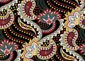 Colotful paisley pattern. Seamless tribal pattern design in vector.