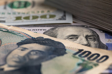 Macro Of Japanese Yen And US Dollar Bills