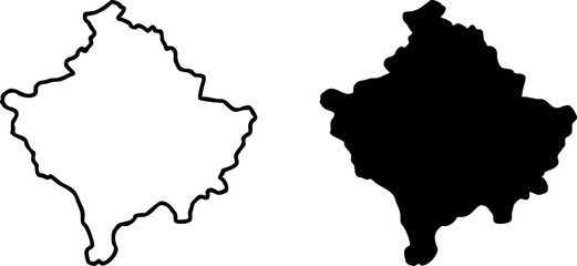 Fototapeta premium Kosovo country border map outline and silhouette vector graphic isolated image decal